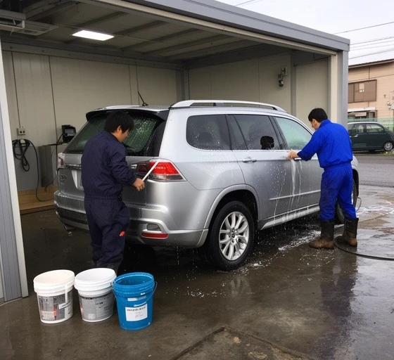 手洗いの作業風景